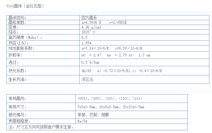 金紅石TiO2 單晶基片